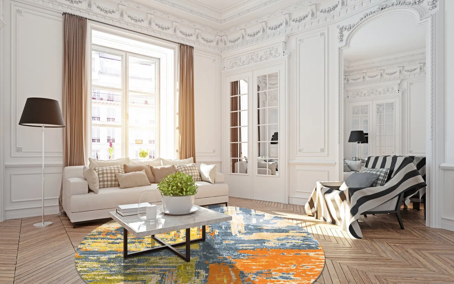 Round Rug - Tizzano (orange/multi) 4 Round Rug - Tizzano (orange/multi) - Image 2