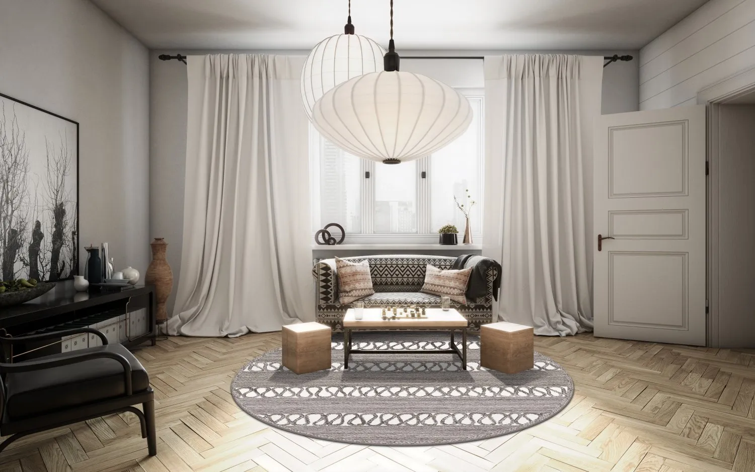 Round Rug - Levie (grey) 4 Round Rug - Levie (grey) - Image 2