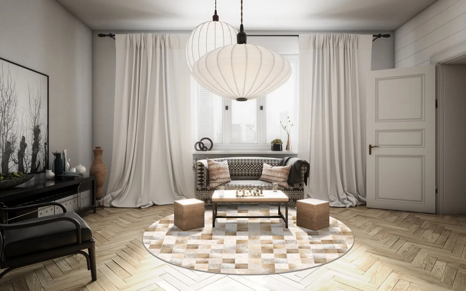 Round Rug - Trapani (beige/white) 4 Round Rug - Trapani (beige/white) - Image 2