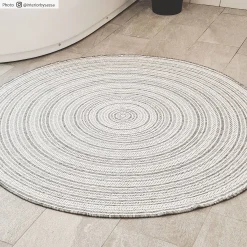 Round Rug - Brussels Weave (grey) -Viscose Rugs Shop brussels weave gra rund 2.jpg