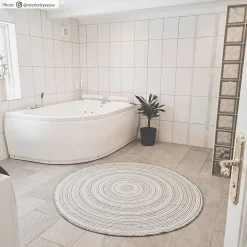 Round Rug - Brussels Weave (grey) -Viscose Rugs Shop brussels weave gra rund.jpg