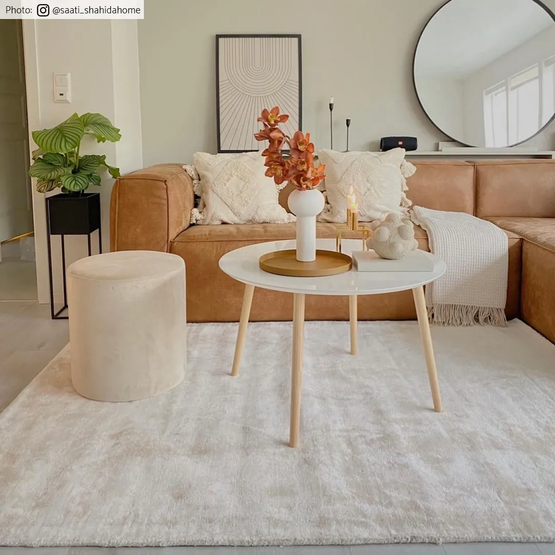 Round Rug - Jodhpur Special Luxury Edition Viscose (light Beige) 7 Round Rug - Jodhpur Special Luxury Edition Viscose (light Beige) - Image 5