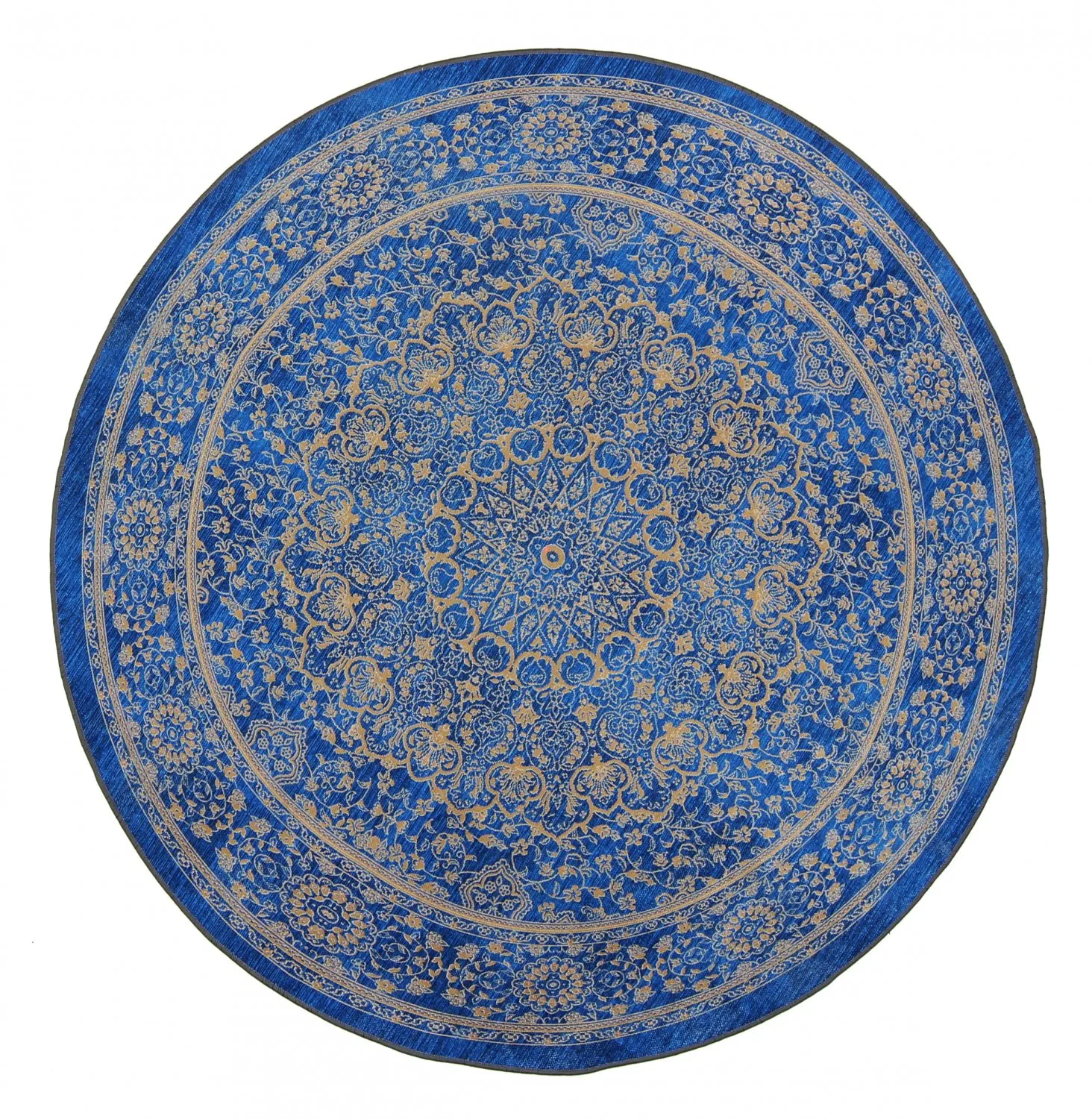 Round Rug - Vinadio (blue/gold) 3 Round Rug - Vinadio (blue/gold)