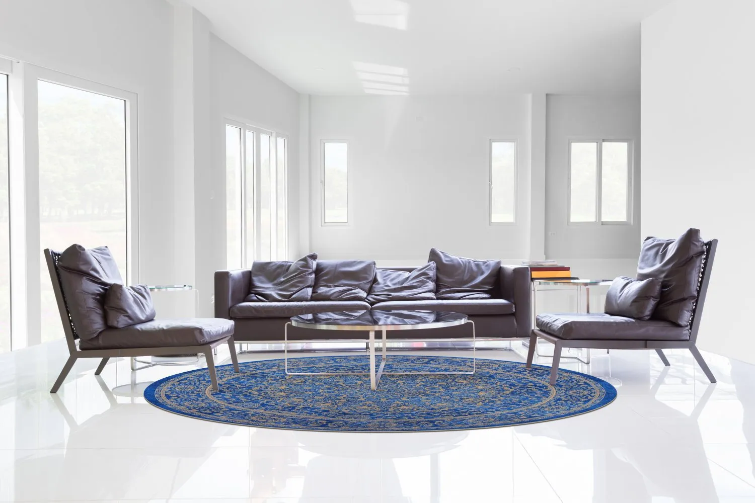 Round Rug - Vinadio (blue/gold) 8 Round Rug - Vinadio (blue/gold) - Image 6