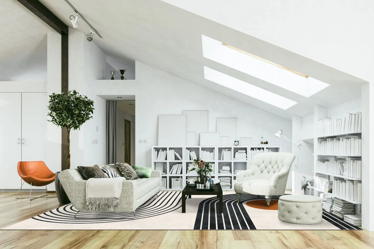 Wilton Rug - Moudania (beige/black/orange) 4 Wilton Rug - Moudania (beige/black/orange) - Image 2