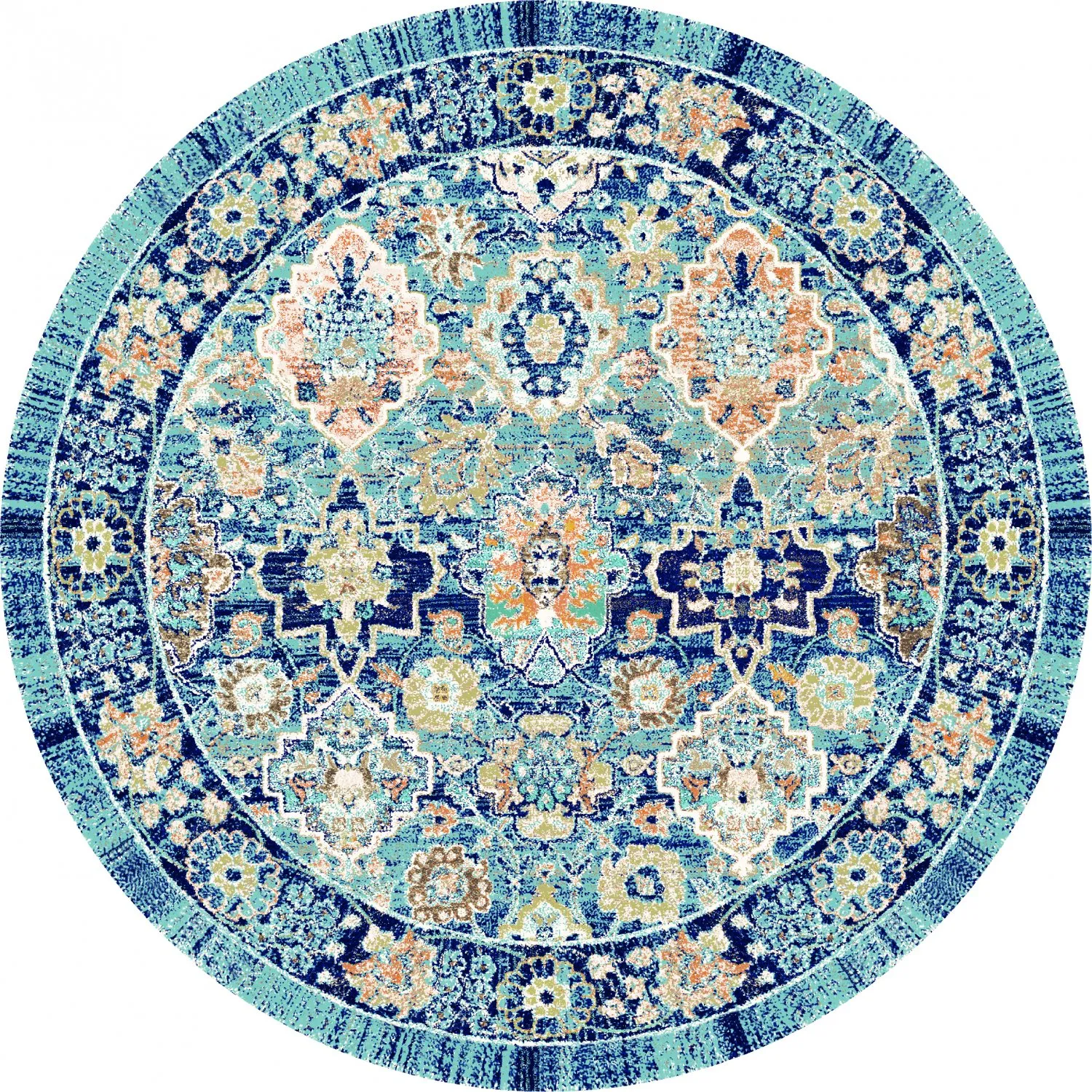 Round Rug - Fernana (blue/multi) 3 Round Rug - Fernana (blue/multi)