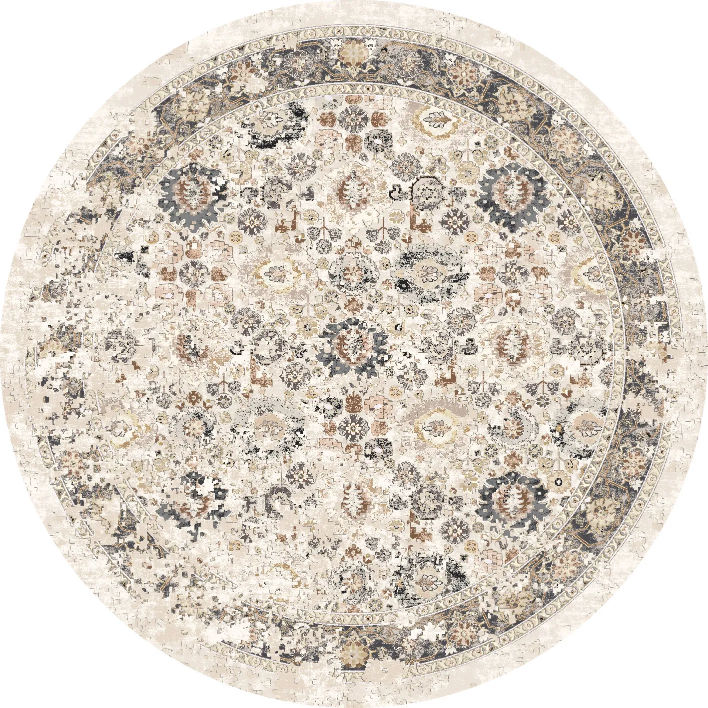 Round Rug - Toujane (grey) 3 Round Rug - Toujane (grey)