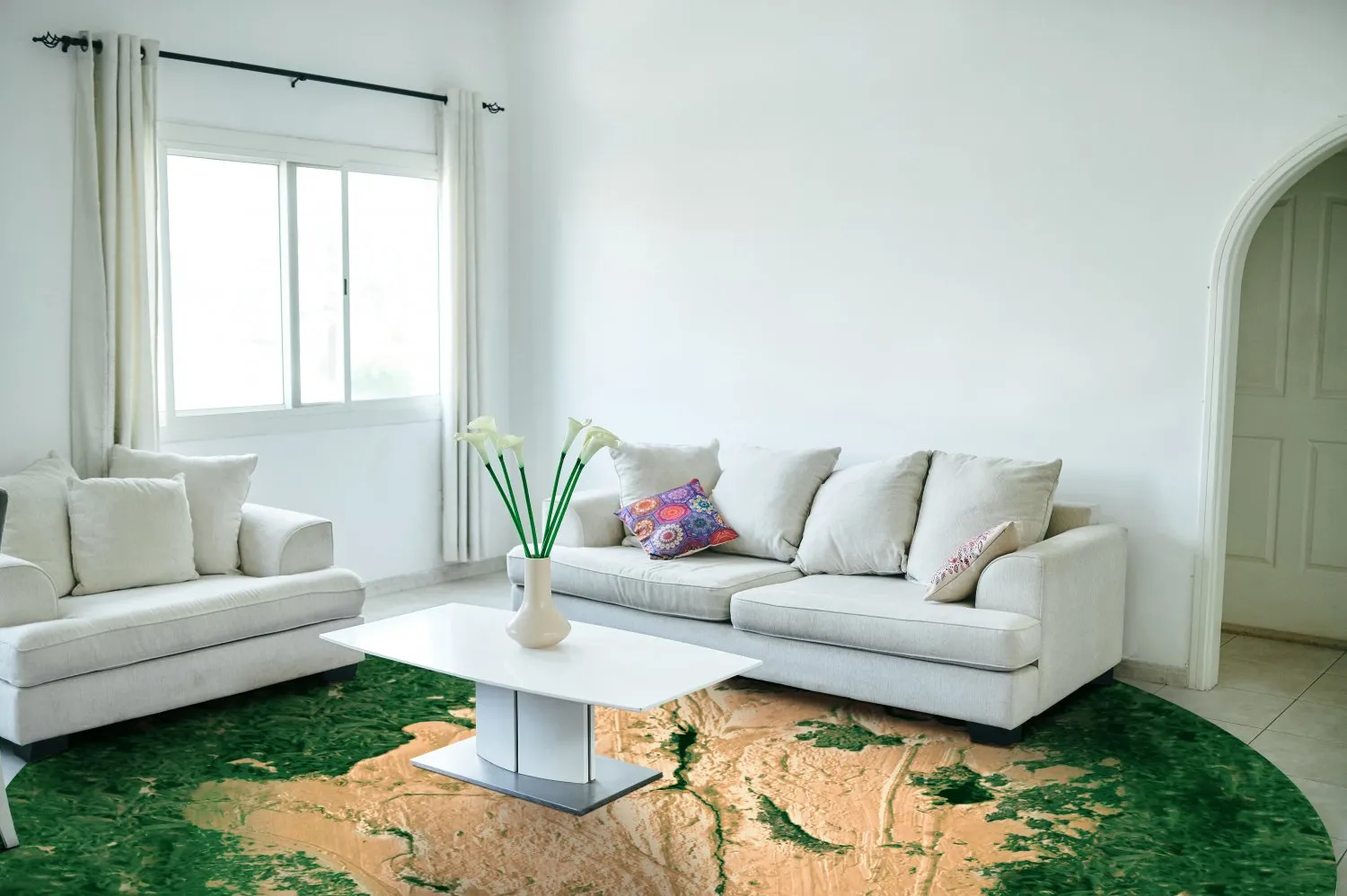 Round Rug - Positano (beige/green) 7 Round Rug - Positano (beige/green) - Image 5