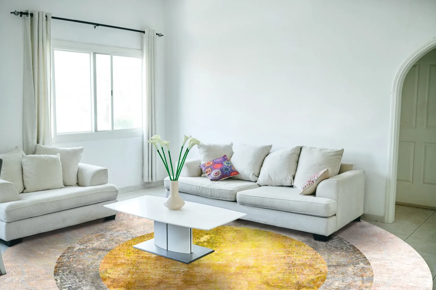 Round Rug - Budoni (grey/beige/yellow) 7 Round Rug - Budoni (grey/beige/yellow) - Image 5