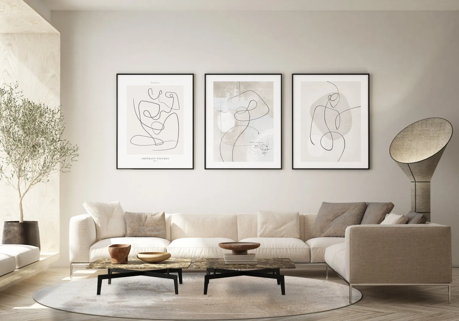 Round Rug - Bornos (grey/beige) 5 Round Rug - Bornos (grey/beige) - Image 3