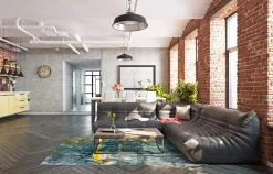 Wilton Rug - Mira (gul-blå) -Viscose Rugs Shop gul bla2a .jpg 1