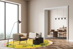 Round Rug - Lemos (gul) -Viscose Rugs Shop gul4b .jpg