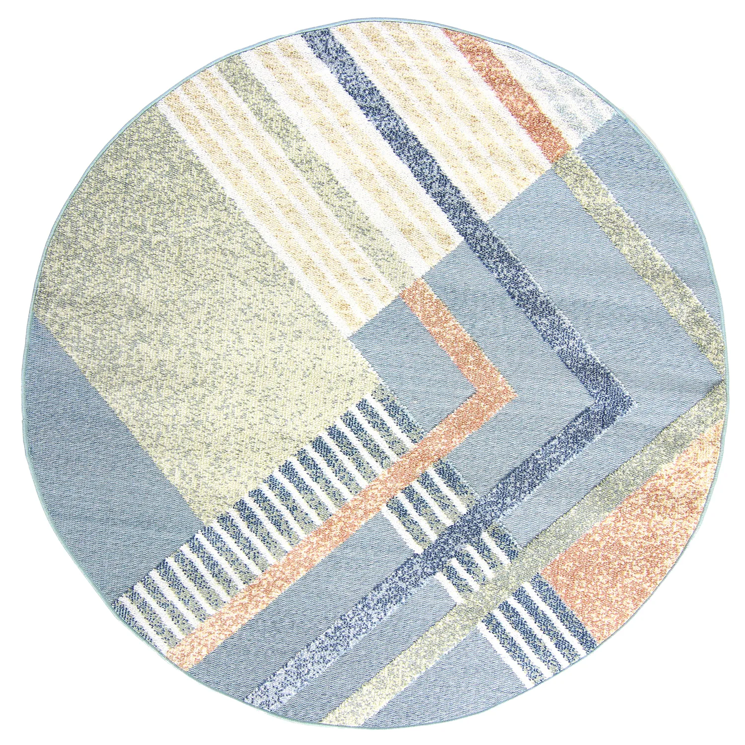 Round Rug - Indoor/Outdoor Trivia (blue/multi) 3 Round Rug - Indoor/Outdoor Trivia (blue/multi)