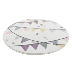 Childrens Rugs - Party Round (multi) -Viscose Rugs Shop kinderteppich anime 9381 creme 120x120 rund 6.jpg