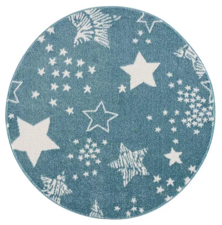 Childrens Rugs - Stars Round (blue) 3 Childrens Rugs - Stars Round (blue)