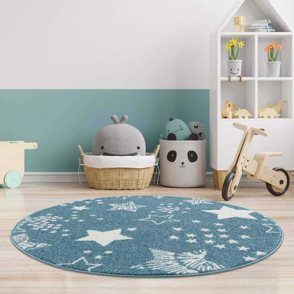 Childrens Rugs - Stars Round (blue) 4 Childrens Rugs - Stars Round (blue) - Image 2