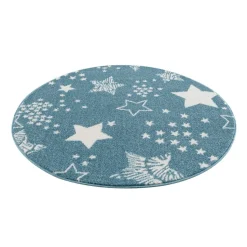 Childrens Rugs - Stars Round (blue) 9 Childrens Rugs - Stars Round (blue) -Viscose Rugs Shop kinderteppich anime 9387 blau 120x120 rund 6.jpg