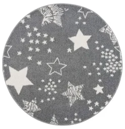 Childrens Rugs - Stars Round (grey)