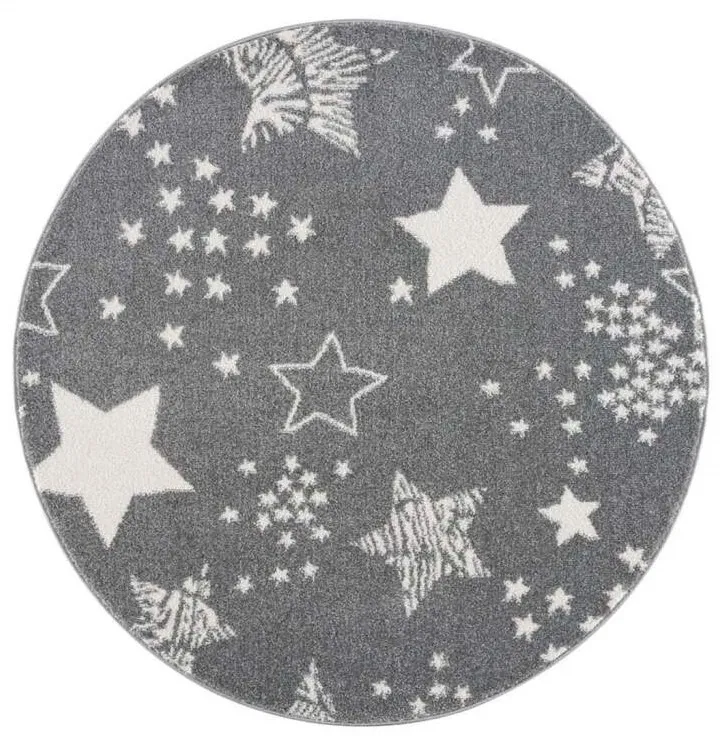 Childrens Rugs - Stars Round (grey) 3 Childrens Rugs - Stars Round (grey)