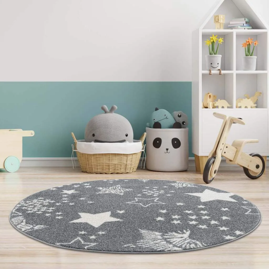 Childrens Rugs - Stars Round (grey) 4 Childrens Rugs - Stars Round (grey) - Image 2