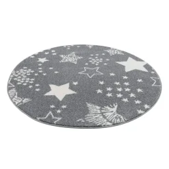 Childrens Rugs - Stars Round (grey) 9 Childrens Rugs - Stars Round (grey) -Viscose Rugs Shop kinderteppich anime 9387 grau 120x120 rund 6.jpg