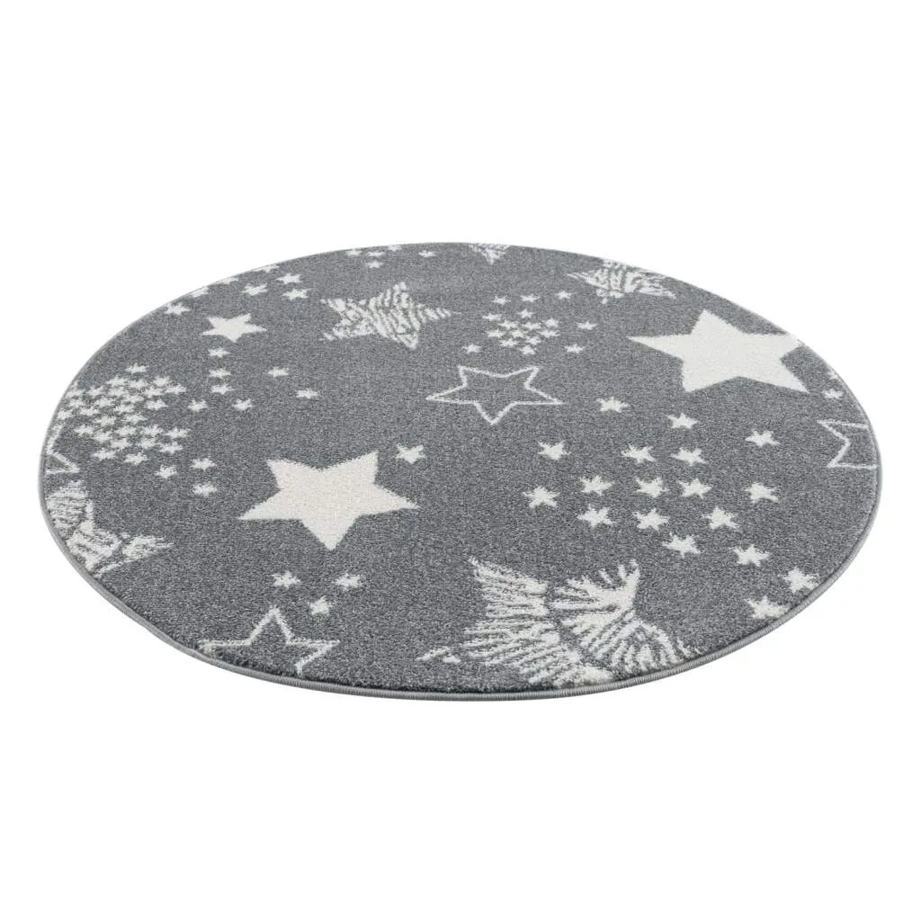 Childrens Rugs - Stars Round (grey) 6 Childrens Rugs - Stars Round (grey) - Image 4