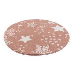 Childrens Rugs - Stars Round (pink) 9 Childrens Rugs - Stars Round (pink) -Viscose Rugs Shop kinderteppich anime 9387 rose 120x120 rund 6.jpg