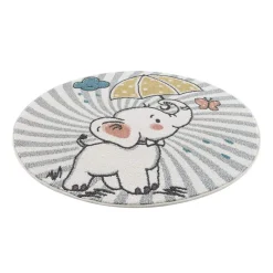 Childrens Rugs - Elephant Round (multi) -Viscose Rugs Shop kinderteppich anime 9388 creme 120x120 rund 6.jpg