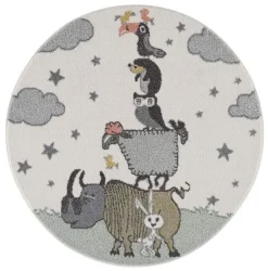 Childrens Rugs - Animal Friends Round (multi)