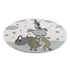 Childrens Rugs - Animal Friends Round (multi) -Viscose Rugs Shop kinderteppich anime 9394 gruen 120x120 rund 6.jpg