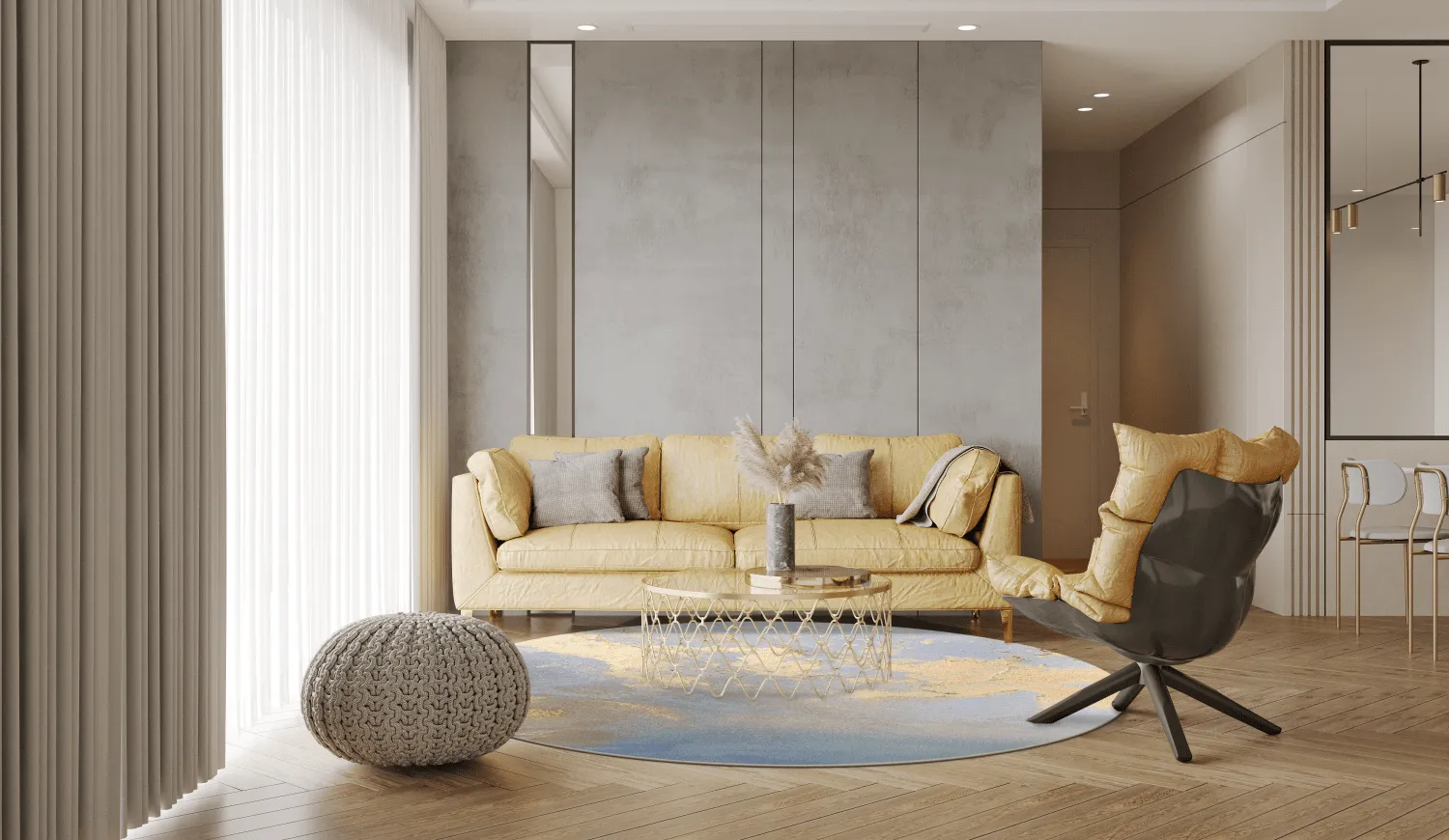 Round Rug - Lesley (blue/gold) 6 Round Rug - Lesley (blue/gold) - Image 4