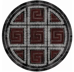 Round Rug - Milos (black/red)