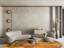 Round Rug - Biella (orange) -Viscose Rugs Shop orange2a .jpg 1