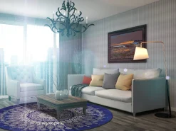 Round Rug - Sandrigo (blue/beige) 7 Round Rug - Sandrigo (blue/beige) -Viscose Rugs Shop room3 62 sandrigo.jpg