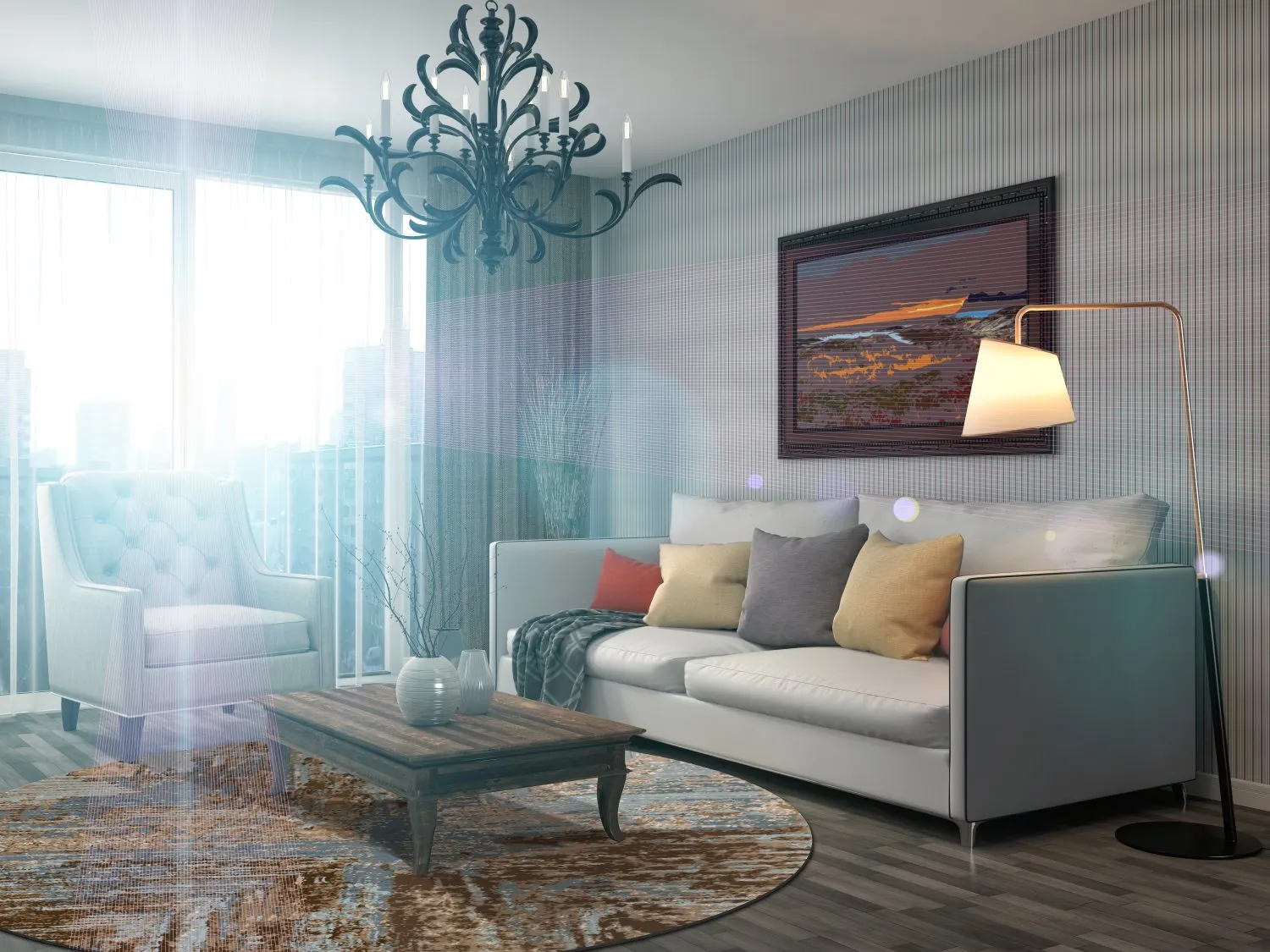 Round Rug - Tizzano (blue/multi) 4 Round Rug - Tizzano (blue/multi) - Image 2