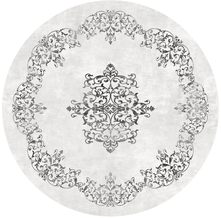 Round Rug - Santi (white/black) 3 Round Rug - Santi (white/black)