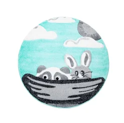 Childrens Rugs - Bueno Bunny Round (turquoise)
