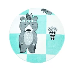 Childrens Rugs - Bueno Indian Bear Round (turquoise)