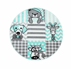 Childrens Rugs - Bueno Animals Round (turquoise)