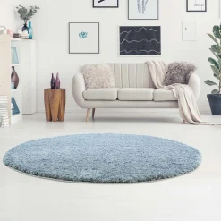 Round Rugs - Soft Shine (turquoise) 6 Round Rugs - Soft Shine (turquoise) -Viscose Rugs Shop softshine 2236 aqua raum rund.jpg