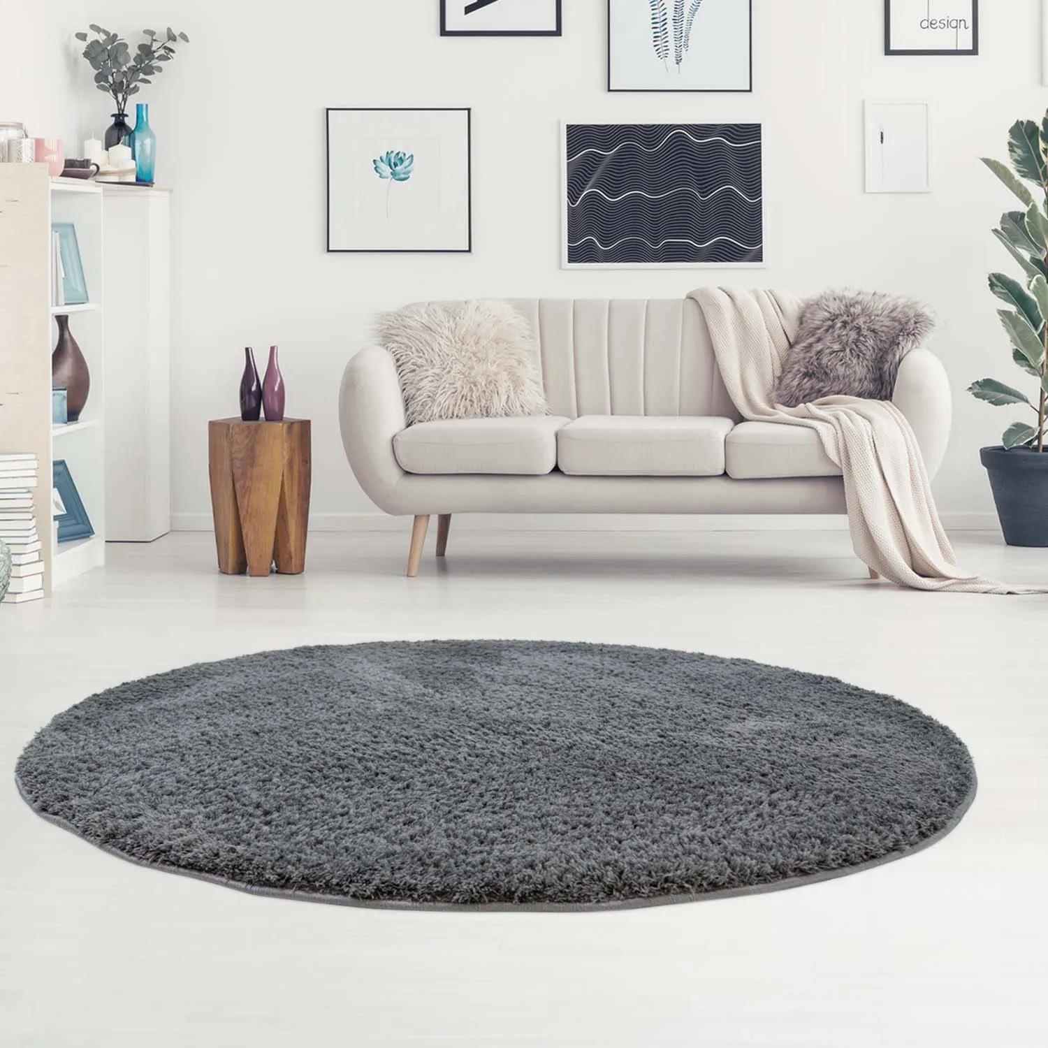 Round Rugs - Soft Shine (Dark Grey) 4 Round Rugs - Soft Shine (Dark Grey) - Image 2