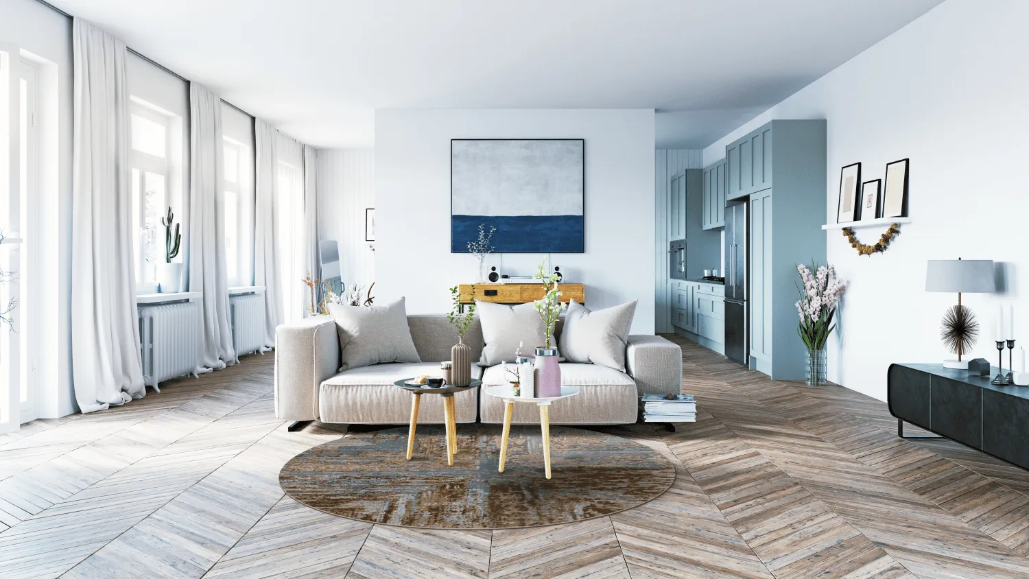 Round Rug - Tizzano (blue/multi) 6 Round Rug - Tizzano (blue/multi) - Image 4