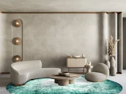 Round Rug - Ecole (turkos) 7 Round Rug - Ecole (turkos) -Viscose Rugs Shop turkos3a .jpg 1