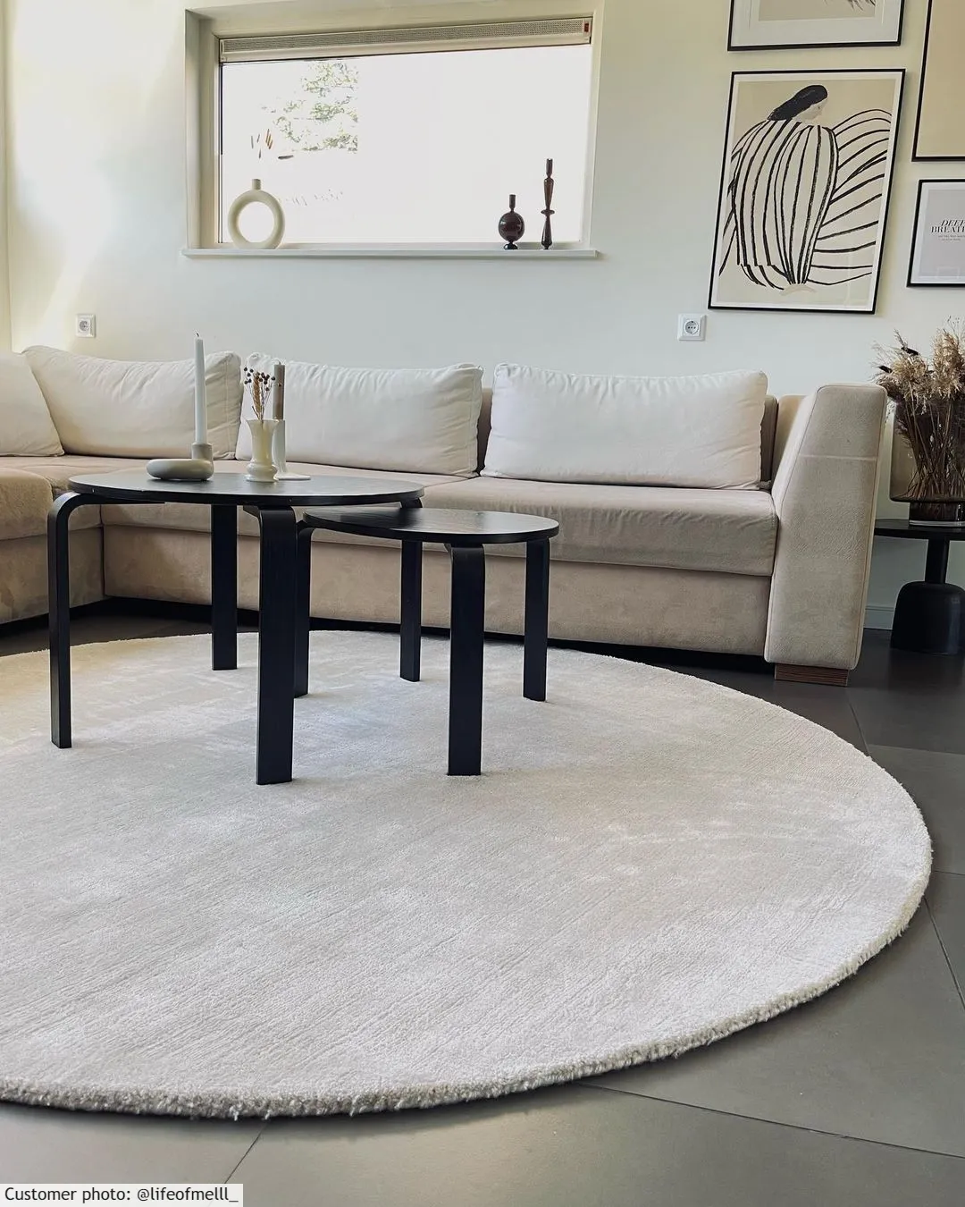 Round Rug - Recycled PET With Viscose Look (offwhite) 4 Round Rug - Recycled PET With Viscose Look (offwhite) - Image 2